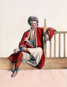 En ung greker fra Thessaly - Plate XIII, gravert av Lemercier fra 'Voyage à Athènes et a à Constantinople', skrevet og illustrert av Dupre, 1828